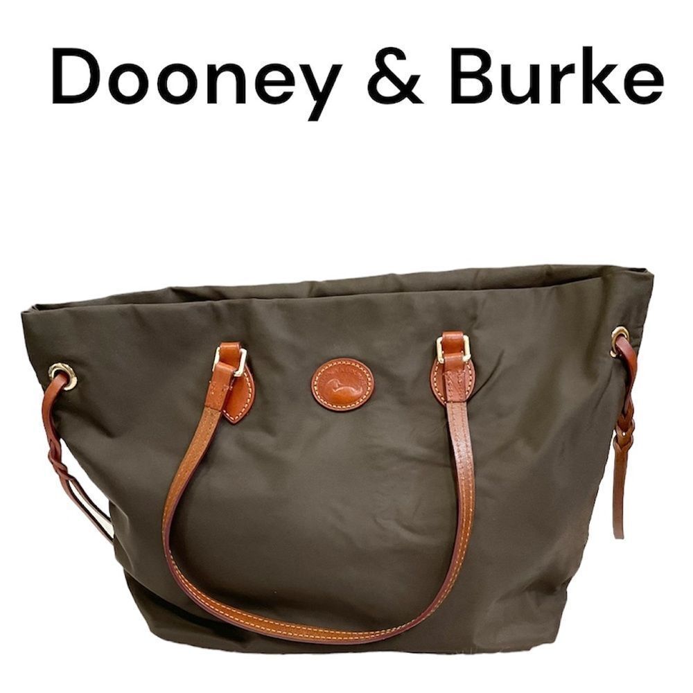 Dooney & Bourke brown nylon leather trim shopper tote bag
